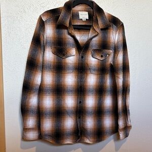 American Eagle Outfitters Womans Plaid Shirt - Black and Brown